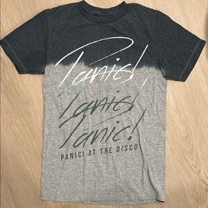 Hot Topic Black and Gray Panic! At The Disco Tee